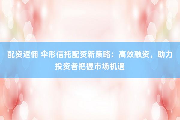配资返佣 伞形信托配资新策略：高效融资，助力投资者把握市场机遇