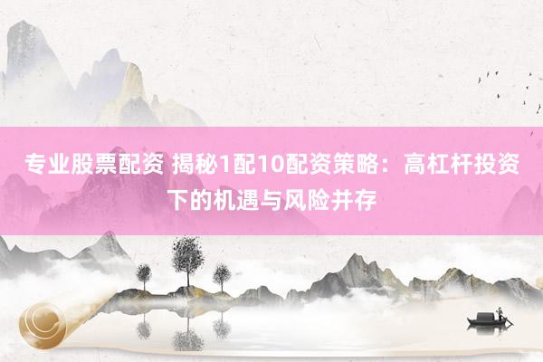 专业股票配资 揭秘1配10配资策略：高杠杆投资下的机遇与风险并存