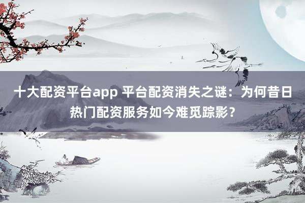 十大配资平台app 平台配资消失之谜：为何昔日热门配资服务如今难觅踪影？