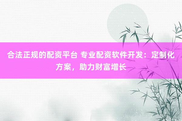 合法正规的配资平台 专业配资软件开发：定制化方案，助力财富增长