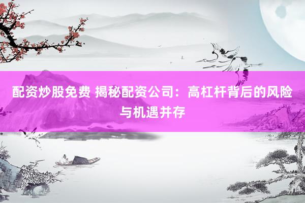 配资炒股免费 揭秘配资公司：高杠杆背后的风险与机遇并存