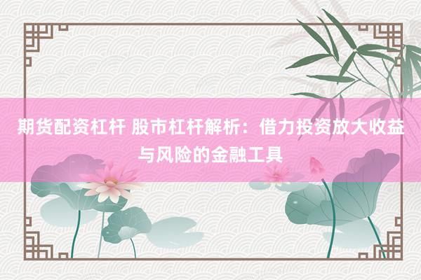 期货配资杠杆 股市杠杆解析：借力投资放大收益与风险的金融工具