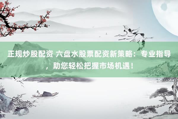 正规炒股配资 六盘水股票配资新策略：专业指导，助您轻松把握市场机遇！