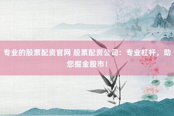 专业的股票配资官网 股票配资公司:专业杠杆,助您掘金股市!