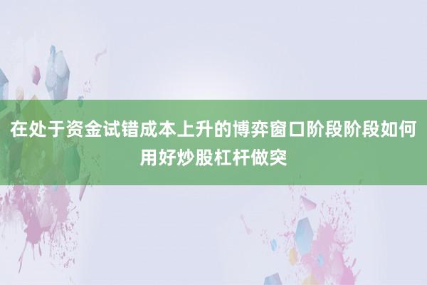 在处于资金试错成本上升的博弈窗口阶段阶段如何用好炒股杠杆做突