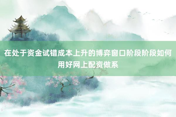 在处于资金试错成本上升的博弈窗口阶段阶段如何用好网上配资做系