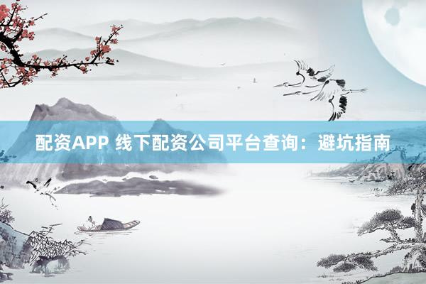 配资APP 线下配资公司平台查询：避坑指南